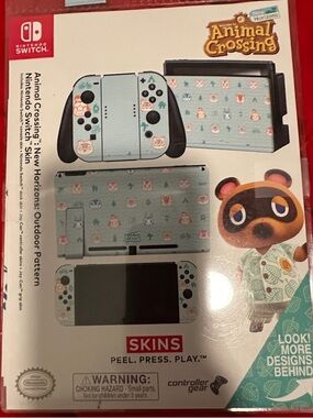 Nintendo Switch Animal Crossing Outdoor Pattern Skin - Light Aqua